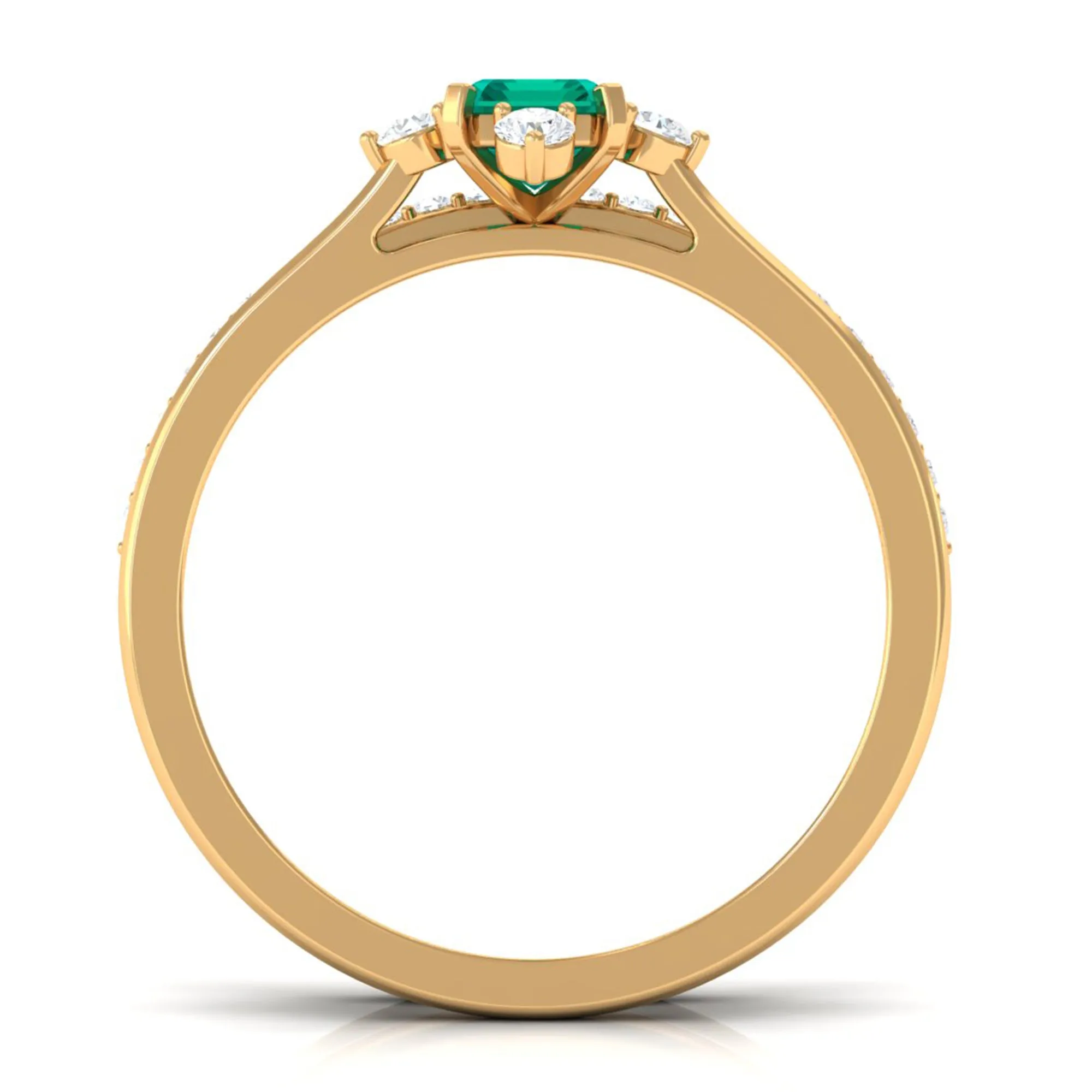 Emerald Solitaire and Diamond Ring Set