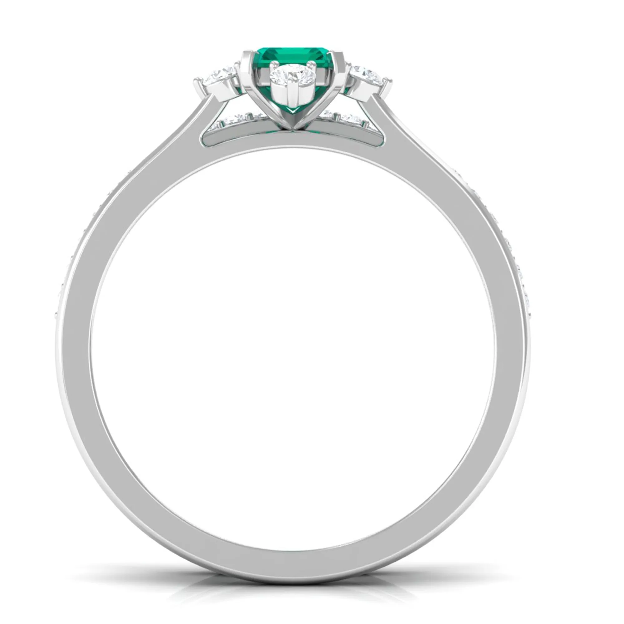 Emerald Solitaire and Diamond Ring Set