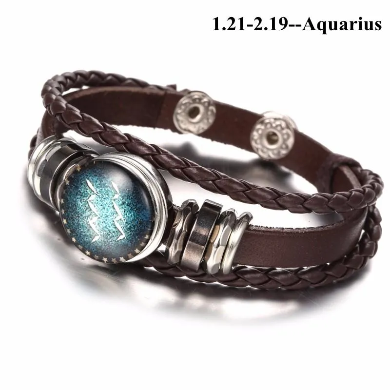 England Nights Leather Constellation Snap Bracelet