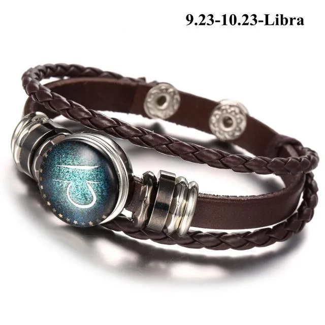 England Nights Leather Constellation Snap Bracelet