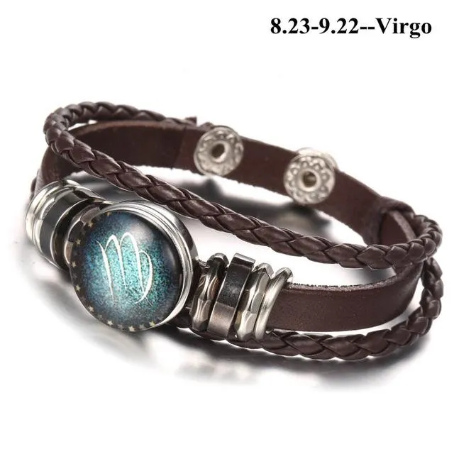 England Nights Leather Constellation Snap Bracelet