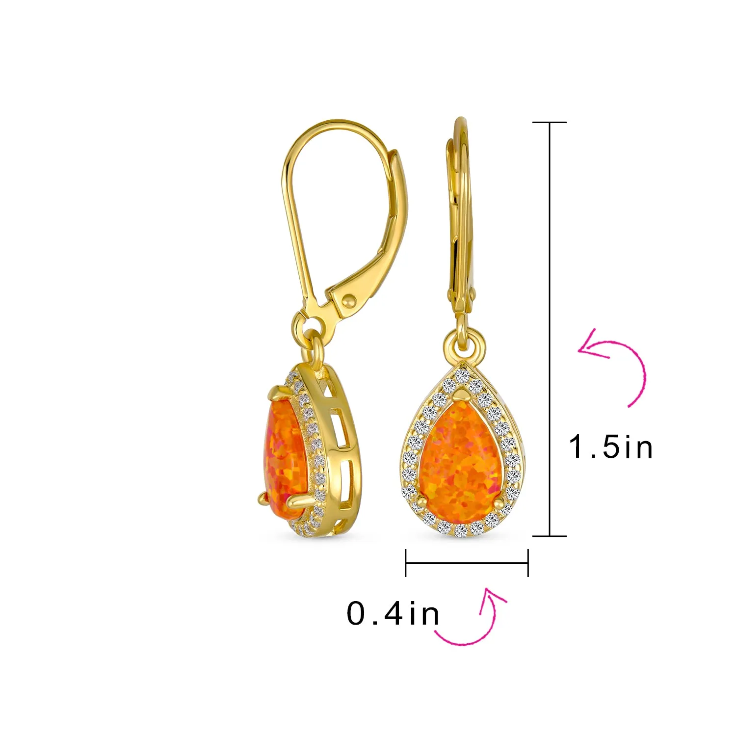 Estate Style Halo CZ Teardrop Solitaire White Opal Drop Earrings Sterling Silver