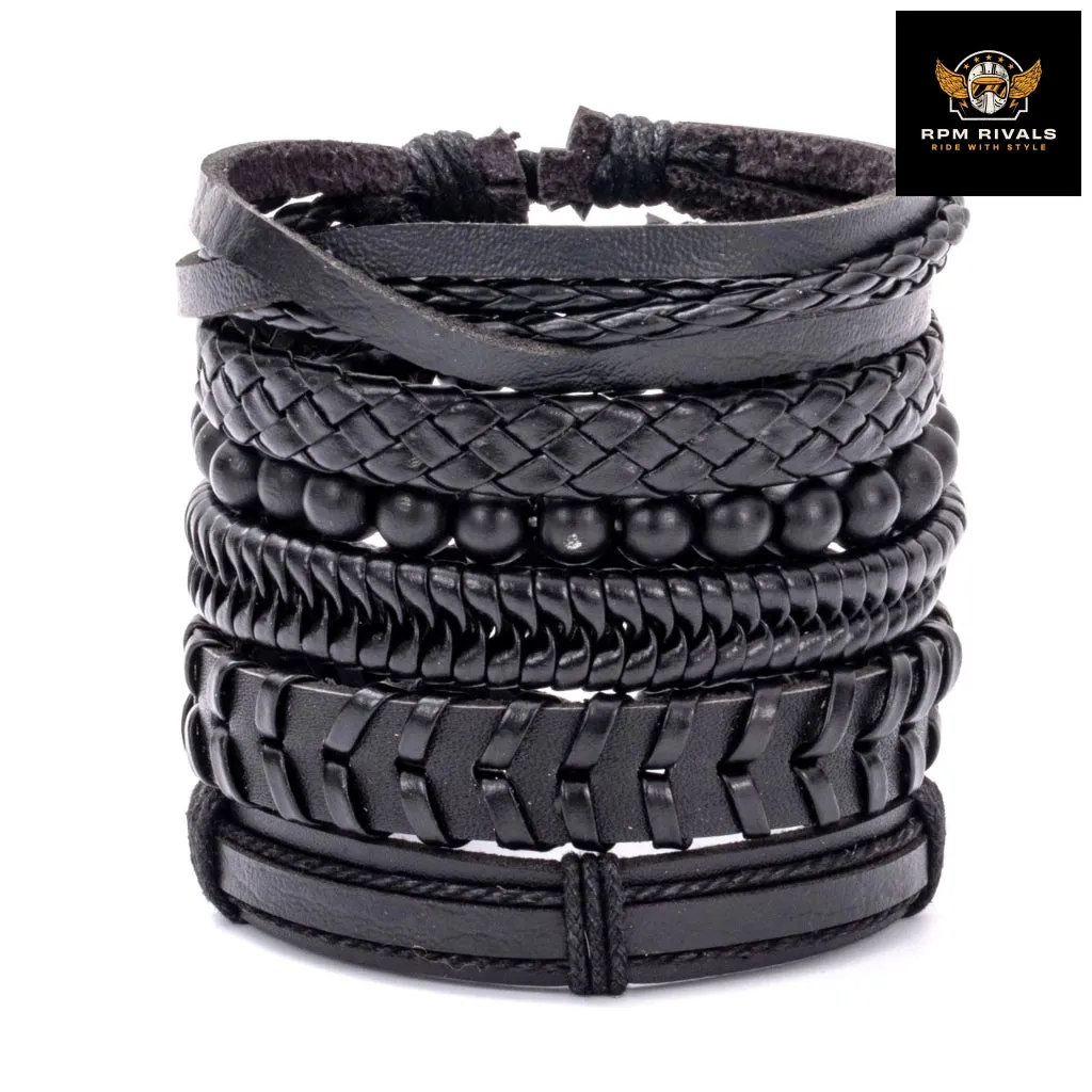 Fashion Bracelet Viking  Bracelet For Men Hand Bracelets Woven Skull Hand Jewelry Adjustable Leather Set Bracelet For Leather