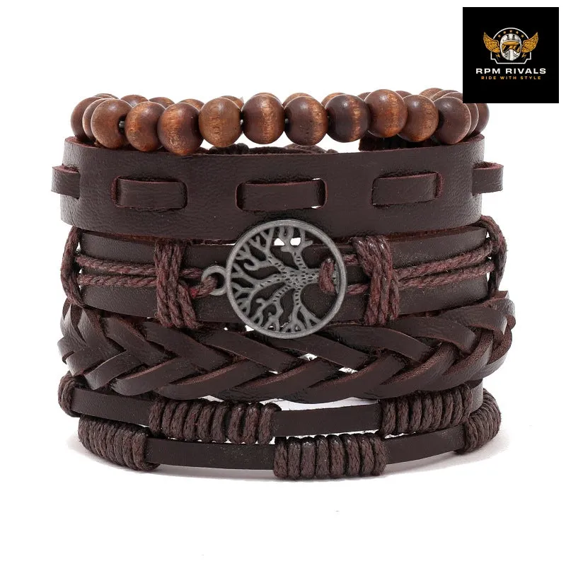 Fashion Bracelet Viking  Bracelet For Men Hand Bracelets Woven Skull Hand Jewelry Adjustable Leather Set Bracelet For Leather