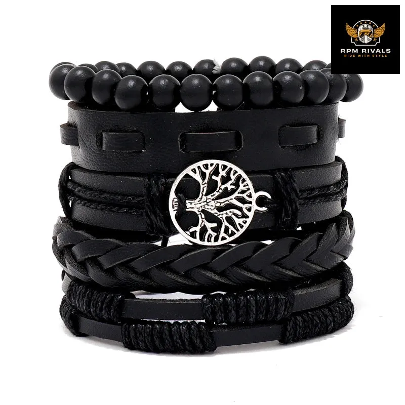 Fashion Bracelet Viking  Bracelet For Men Hand Bracelets Woven Skull Hand Jewelry Adjustable Leather Set Bracelet For Leather