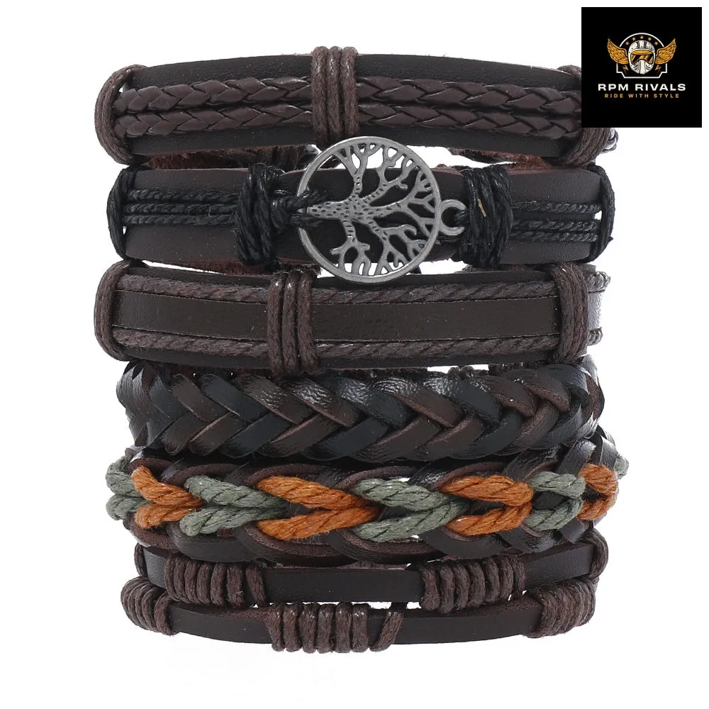 Fashion Bracelet Viking  Bracelet For Men Hand Bracelets Woven Skull Hand Jewelry Adjustable Leather Set Bracelet For Leather