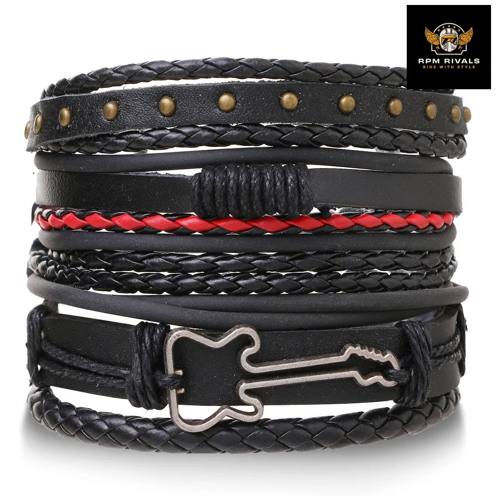 Fashion Bracelet Viking  Bracelet For Men Hand Bracelets Woven Skull Hand Jewelry Adjustable Leather Set Bracelet For Leather