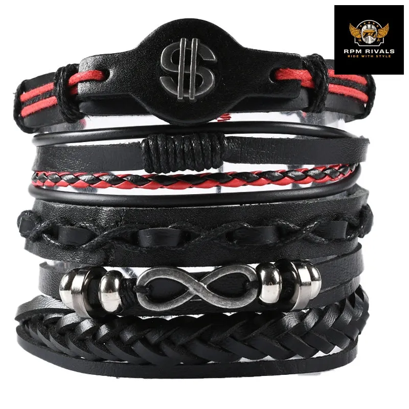 Fashion Bracelet Viking  Bracelet For Men Hand Bracelets Woven Skull Hand Jewelry Adjustable Leather Set Bracelet For Leather