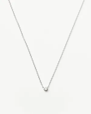 Fine Diamond Solitaire Pendant Necklace | 14k Solid White Gold/Diamond