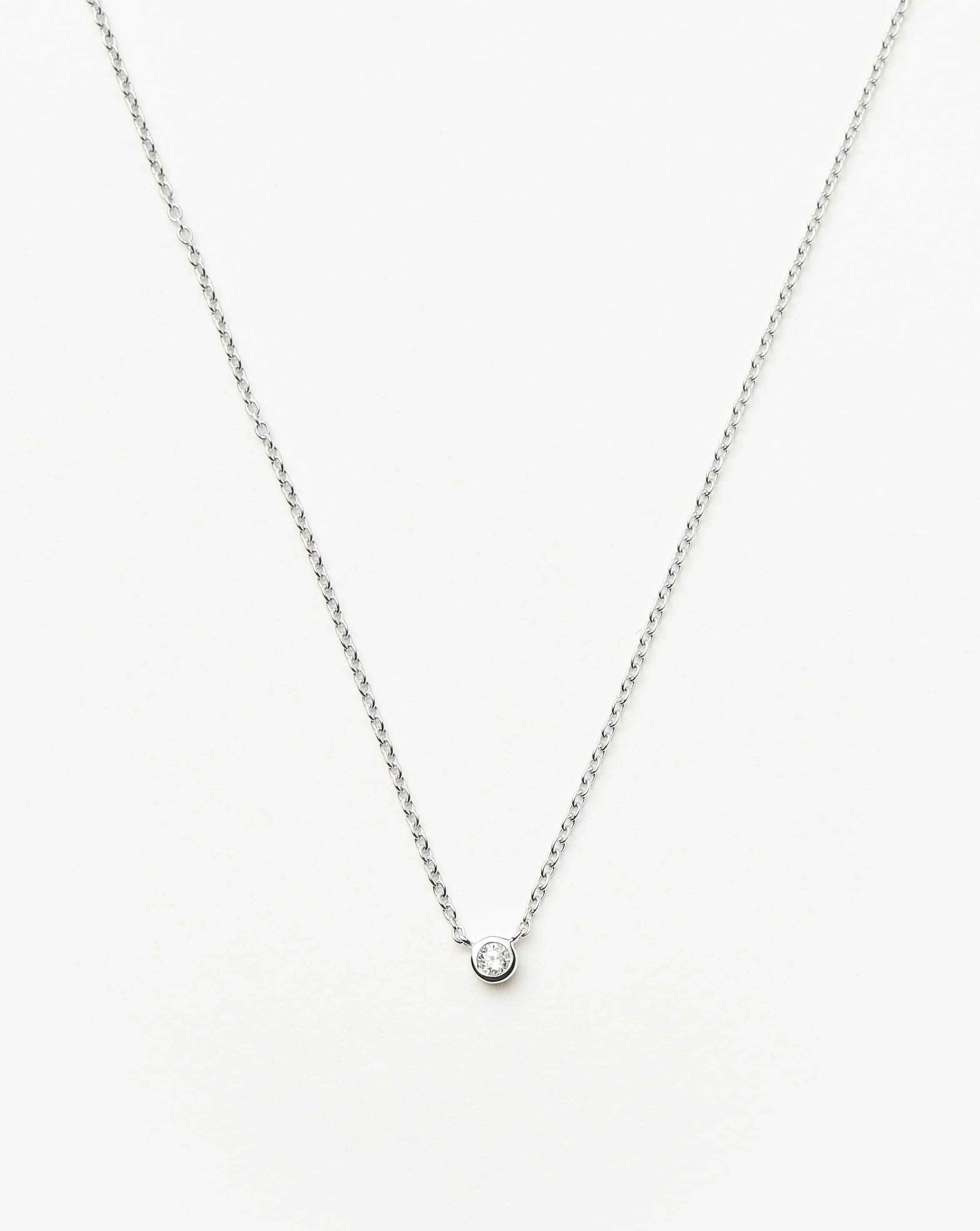 Fine Diamond Solitaire Pendant Necklace | 14k Solid White Gold/Diamond