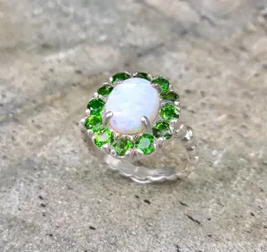 Flower Opal Ring - Natural Opal Ring - Large Victorian Ring