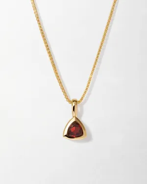 Garnet January Birthstone Necklace - Gold