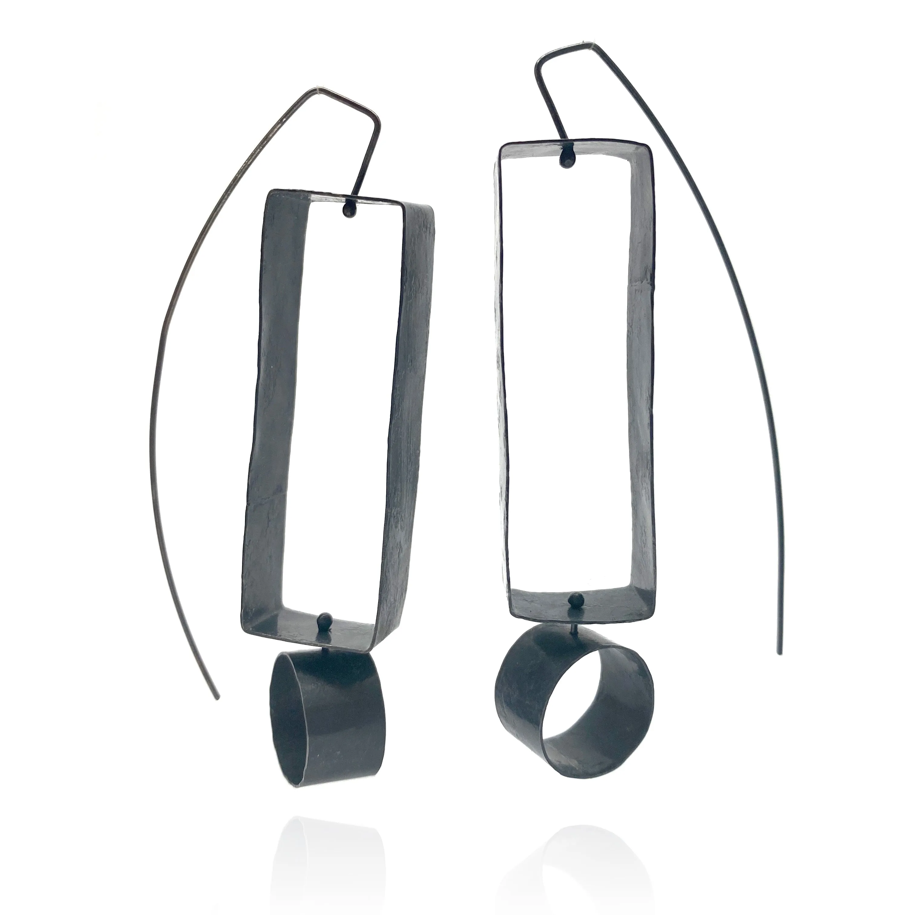 Geometric Oxidized Silver Earrings