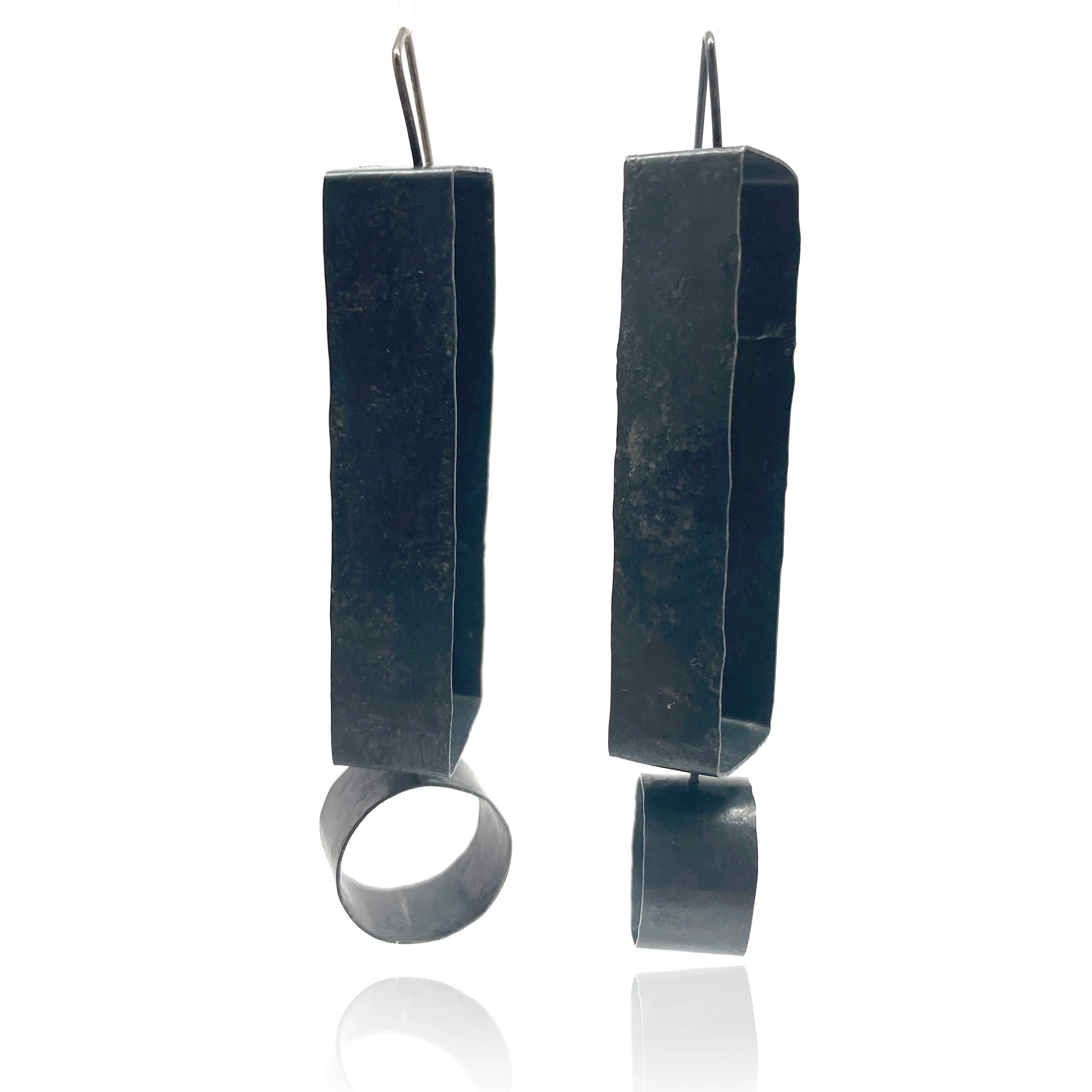 Geometric Oxidized Silver Earrings