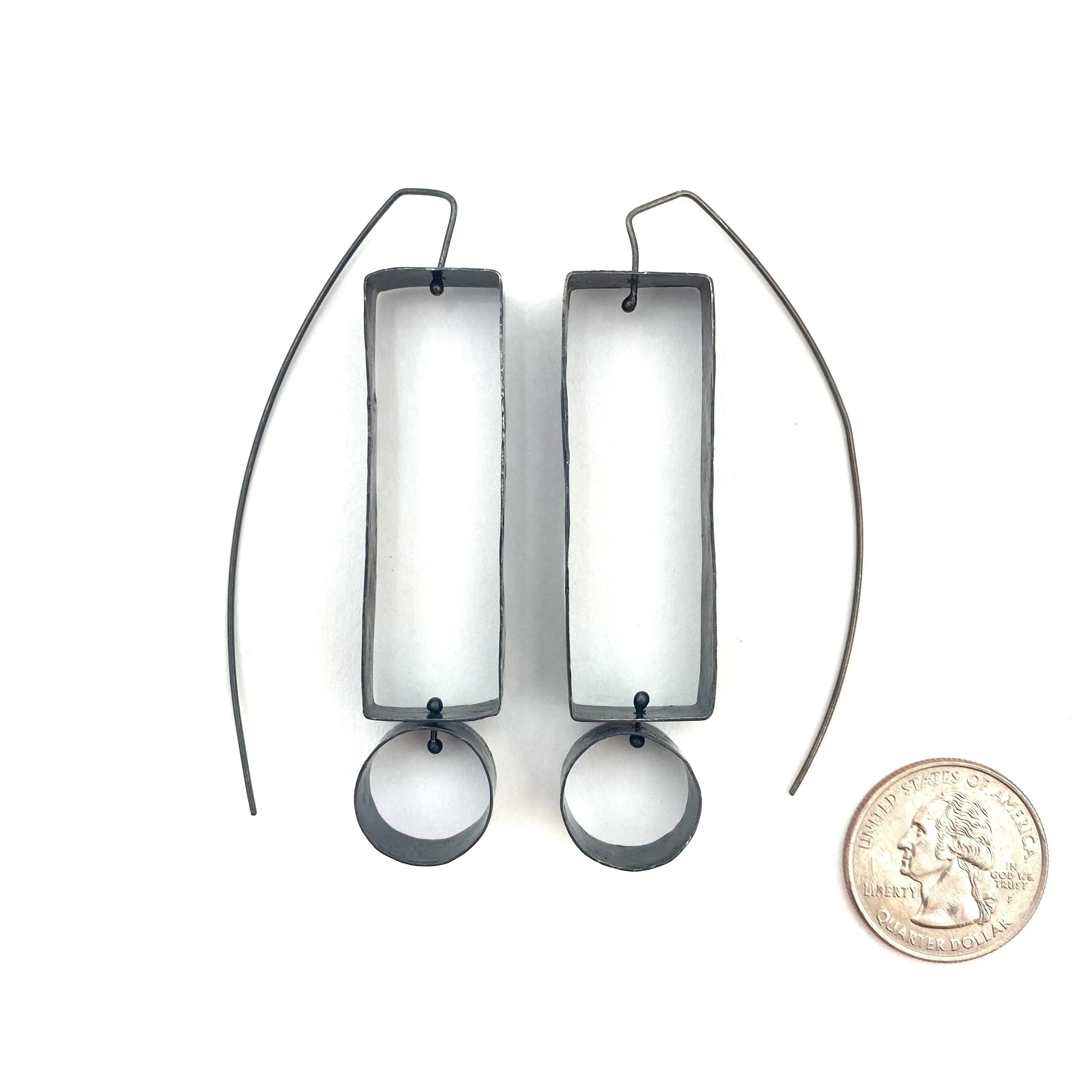 Geometric Oxidized Silver Earrings