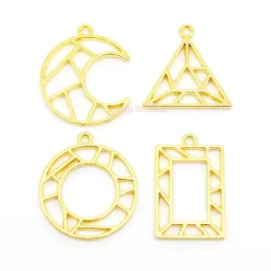 Geometric Shapes Theme Open Bezel Charms (4 pieces)