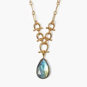 Gold Cheval Labradorite Necklace