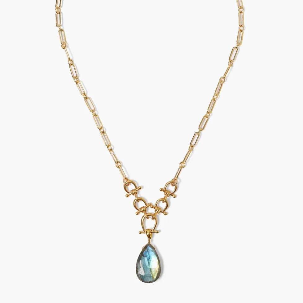 Gold Cheval Labradorite Necklace