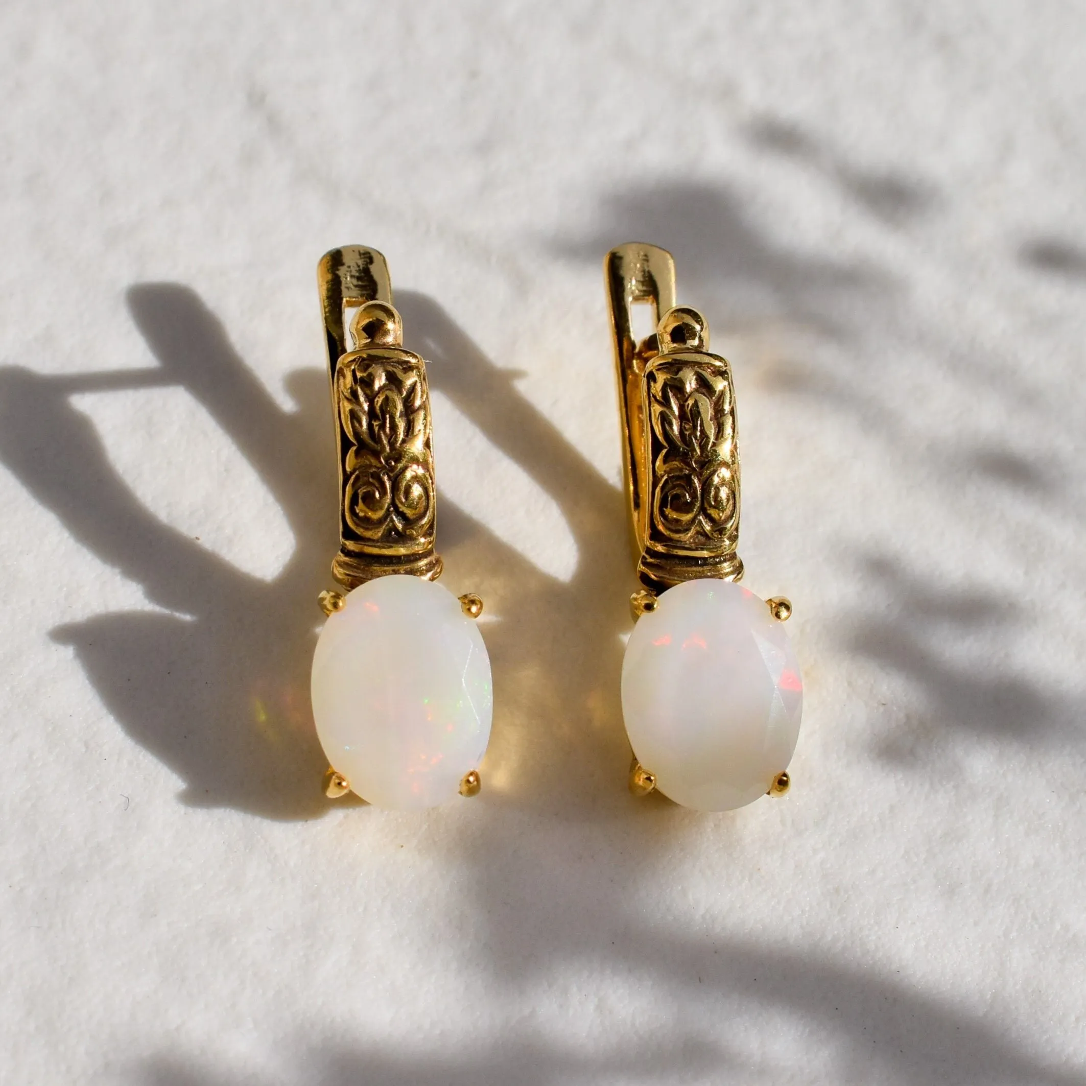 Gold Opal Earrings - Yellow Boho Earrings - Tribal Drop Earrings