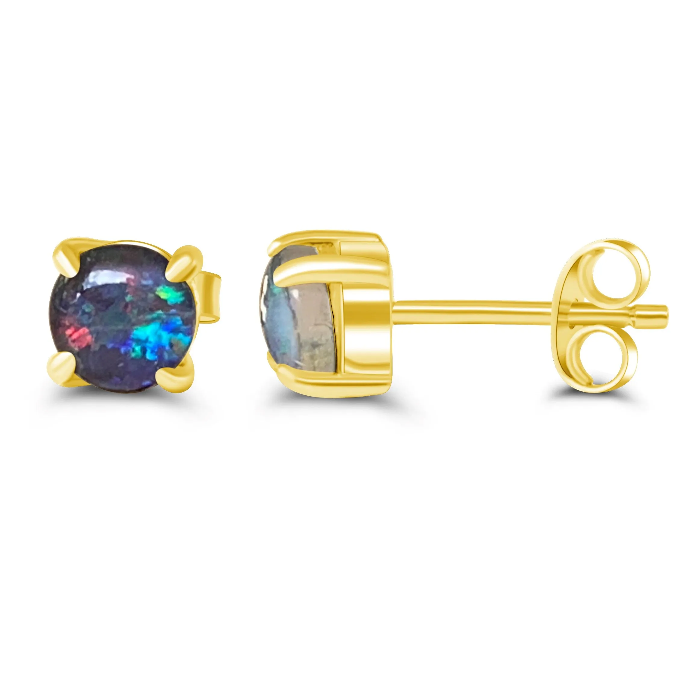 Gold plated Silver 4mm Opal triplet studs