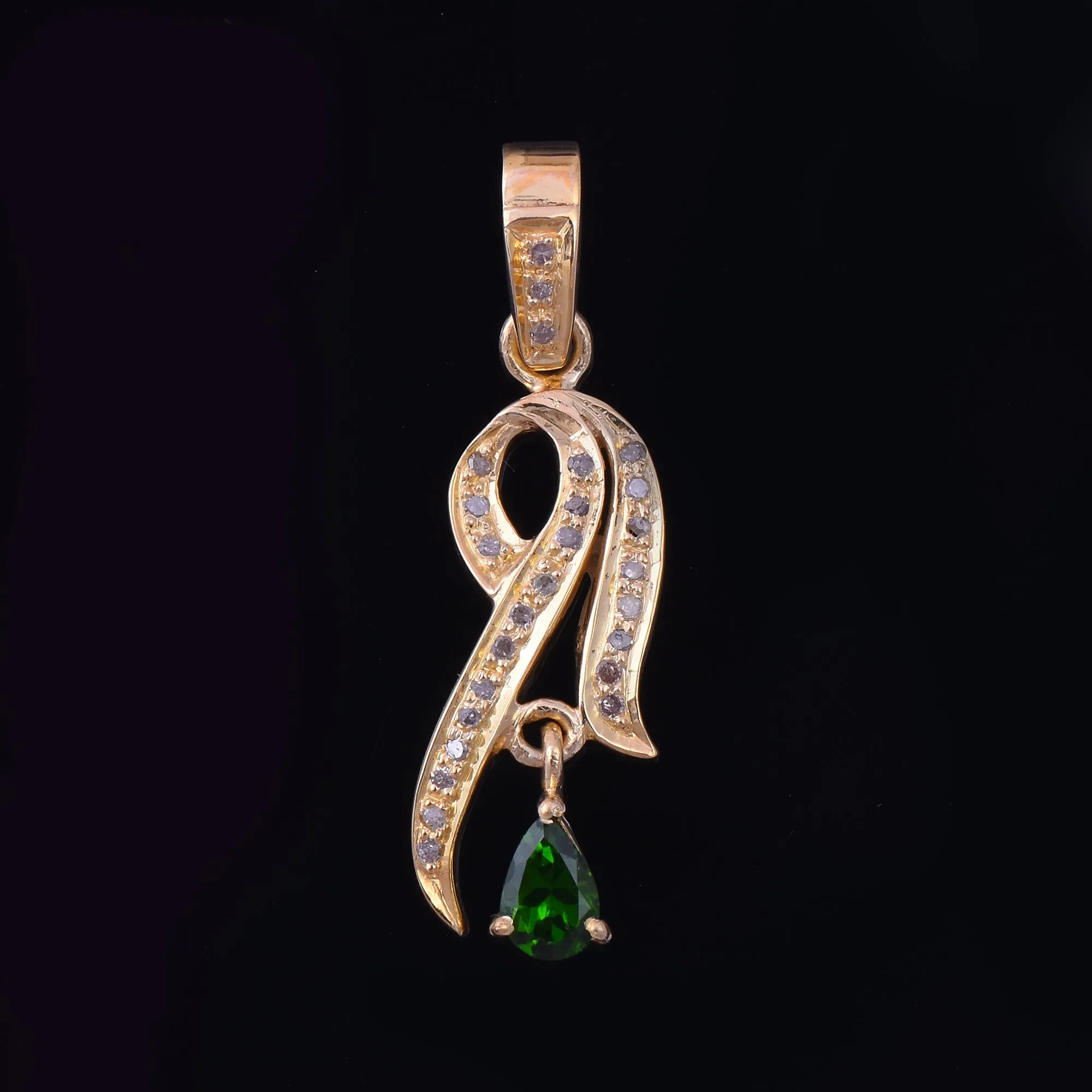 Green Tourmaline Diamond Pendant