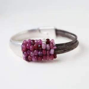 Hand Stitched Hand Cut Rubies Bracelet