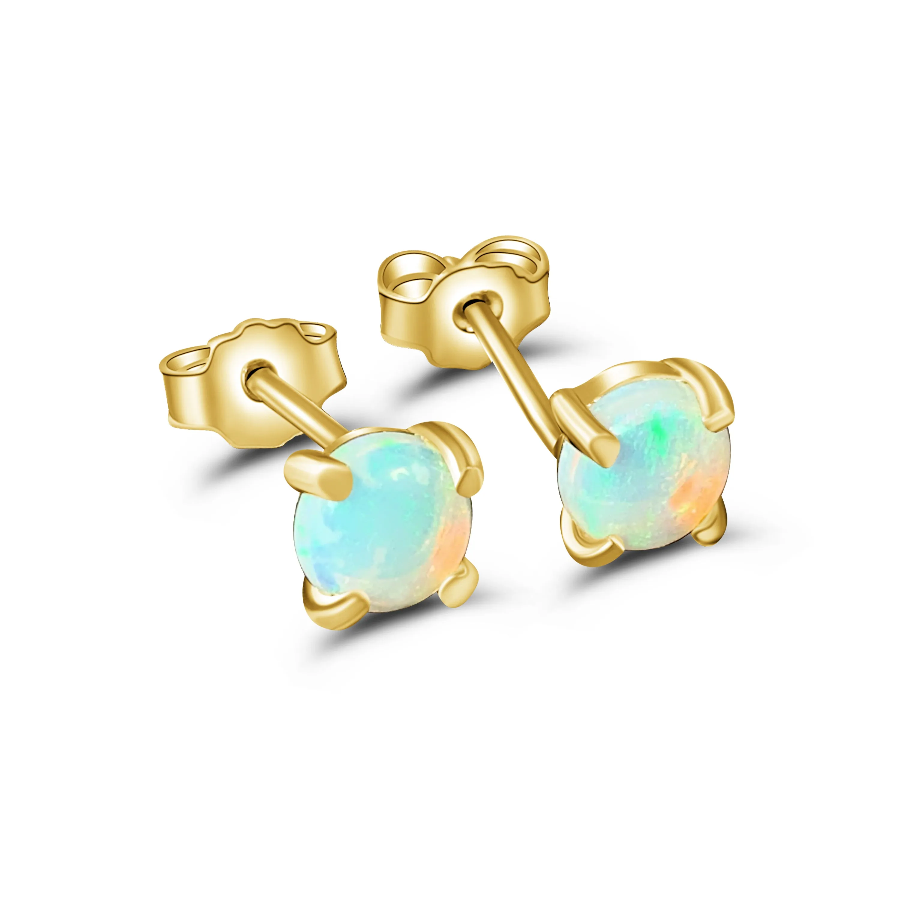 Handmade Opal Stud Earrings - Gold/Silver | Dainty & Minimalist | Cute Gift for Her | Crystal & Fire Opal Jewelry 3mm Opal studs