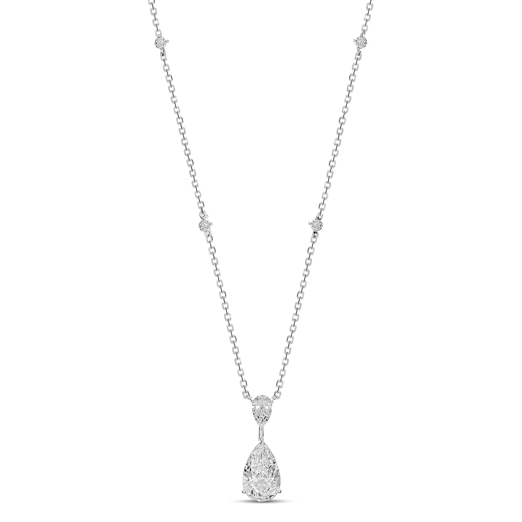 High Jewellery Pear Cut Diamond Pendant Necklace | White Gold