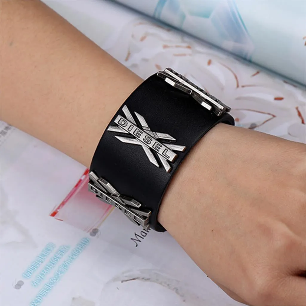 Hot Rock Handmade Braided Black Genuine Leather Bracelets & Bangle Hip-Hop Punk Wide Cuff Bracelets Men Jewelry Accessory