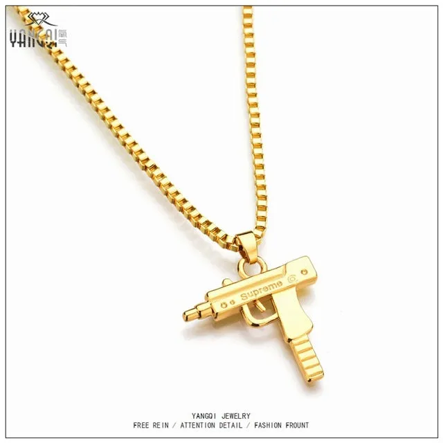 Hot Sale Hip Hop Baseball Bat Gun Necklace&Pendant  GOLD Silver Weed Leaf Hiphop Long Chains Necklaces Men Women Jewelry