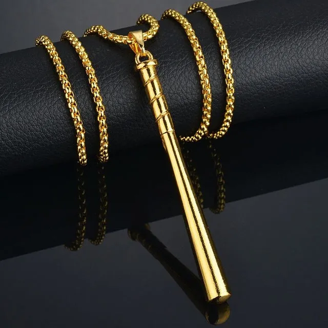 Hot Sale Hip Hop Baseball Bat Gun Necklace&Pendant  GOLD Silver Weed Leaf Hiphop Long Chains Necklaces Men Women Jewelry