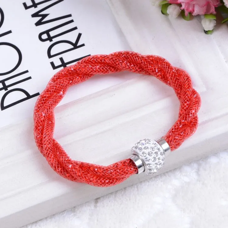 Hot sale Mesh Double Stardust Bracelets With Crystal stones Filled Magnetic Clasp Charm Bracelets Bangles