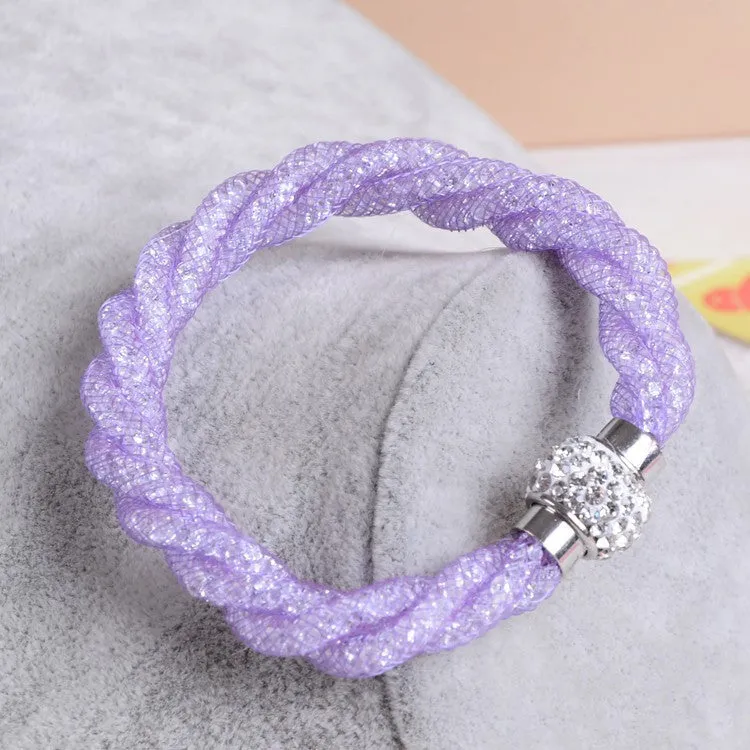 Hot sale Mesh Double Stardust Bracelets With Crystal stones Filled Magnetic Clasp Charm Bracelets Bangles