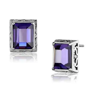 Jewellery Kingdom Amethyst Emerald Stud Cz Purple Stainless Steel Per Ear 5 Carat Earrings