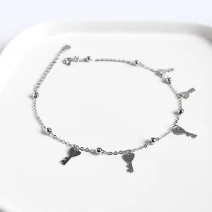 Key Pendants 925 Sterling Silver Anklet