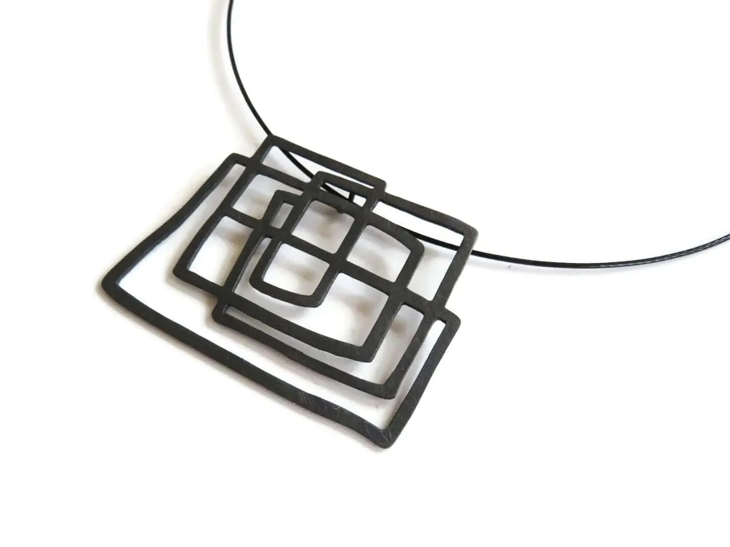 Large Abstract Oxidised Sterling Silver Silver Necklace - The Dedalo Collection