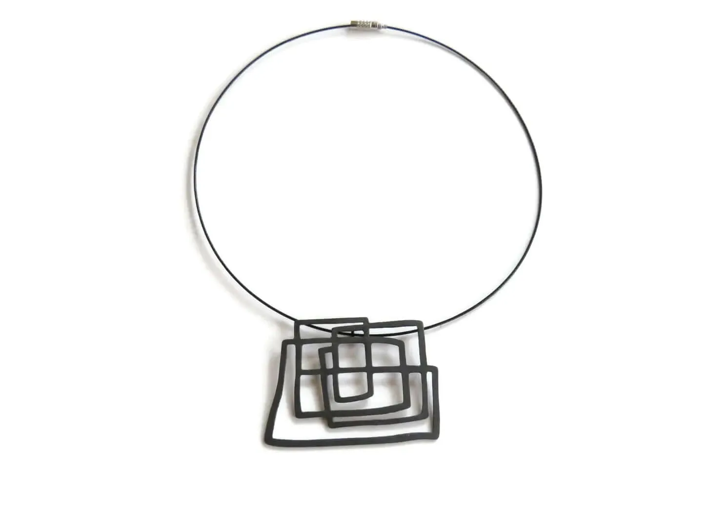 Large Abstract Oxidised Sterling Silver Silver Necklace - The Dedalo Collection