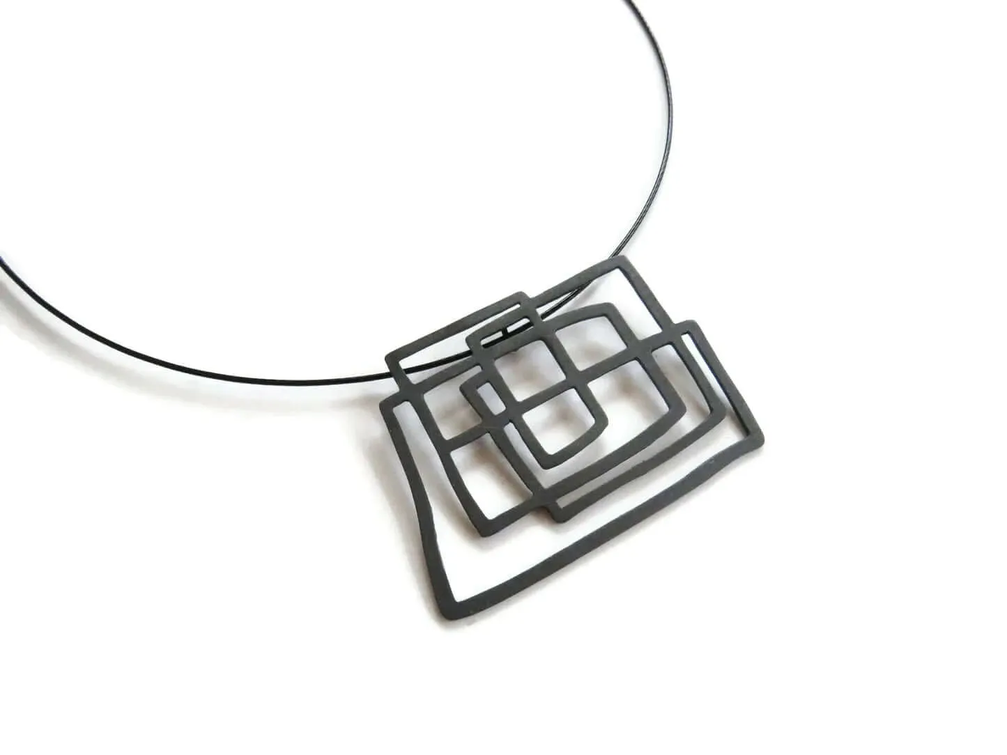 Large Abstract Oxidised Sterling Silver Silver Necklace - The Dedalo Collection