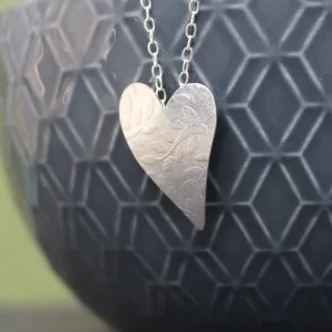 Leaf Silver Heart Pendant