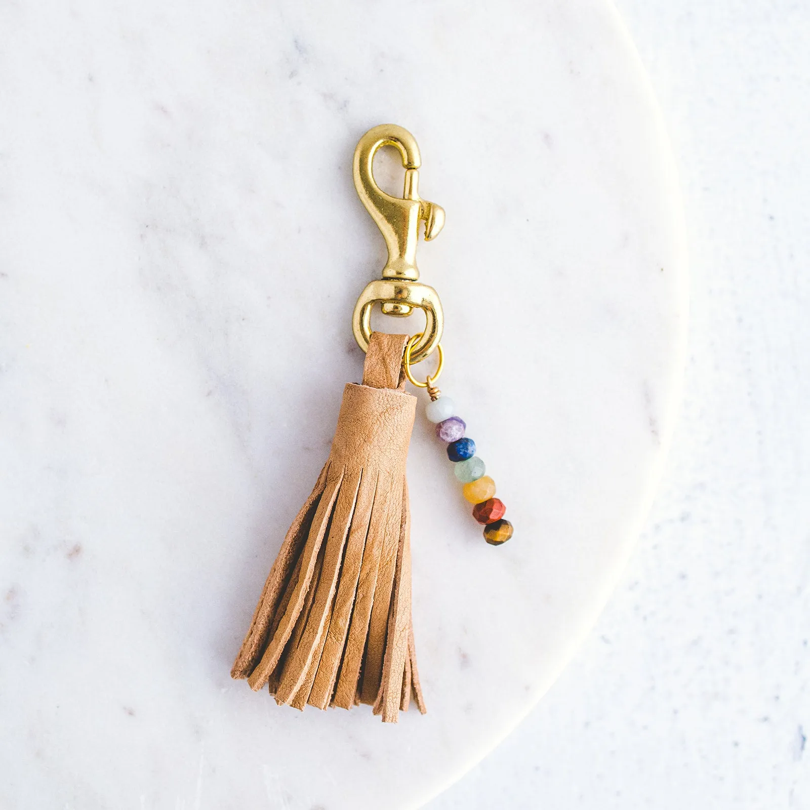 Leather Tassel Chakra Keychain