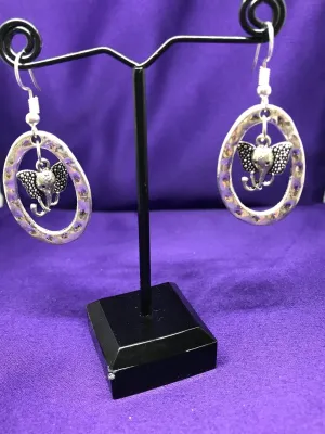 Lucky Elephant Earrings In Silver Hoops