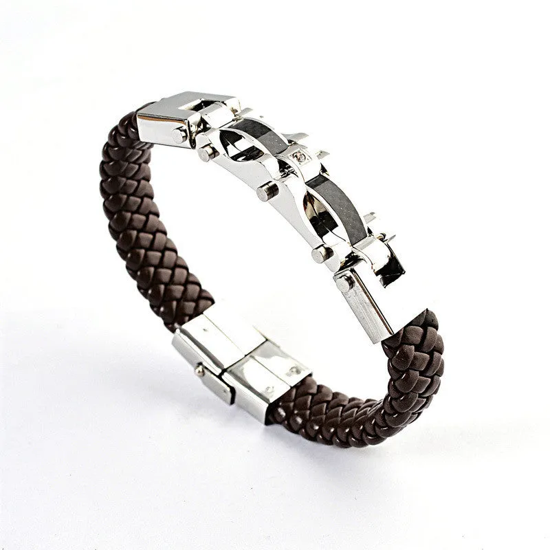 Men jewelry men bracelet leather bracelet titanium fashion male vintage jewelry 316L Stainless Steel bracelet