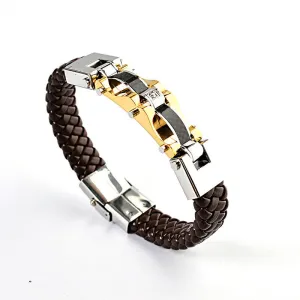 Men jewelry men bracelet leather bracelet titanium fashion male vintage jewelry 316L Stainless Steel bracelet