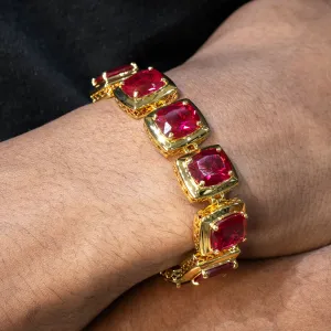 Mens Gold Ruby Bracelet