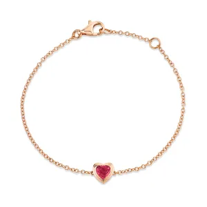 MINI ME RUBY BEZEL HEART BRACELET