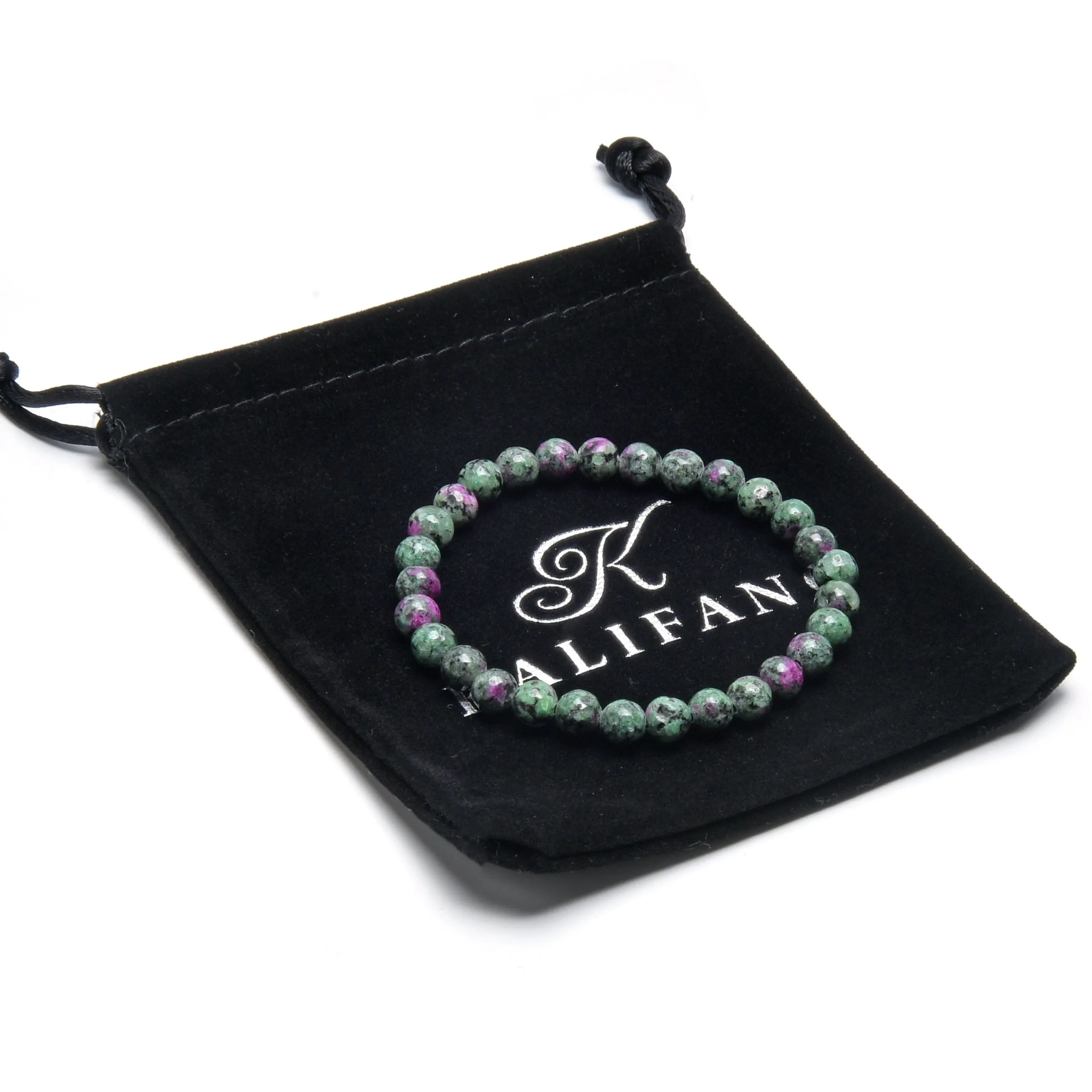 Natural Ruby Zoisite 6 mm Beaded Gemstone Bracelet