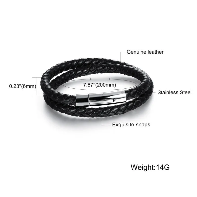 New Hot fashion jewelry men's bracelets genuine leather Stainless steel Black Bracelet man Vintage creative Boutique