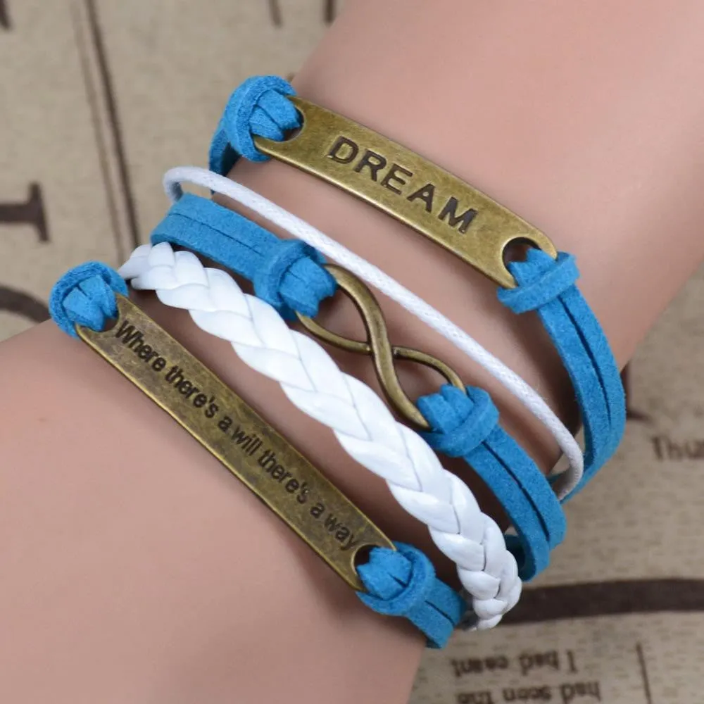 New Leather Charm Bracelet Braid Multilayer Bracelet Infinity Anchor Rudder Bracelet Europe Life Tree Bracelets Bangle