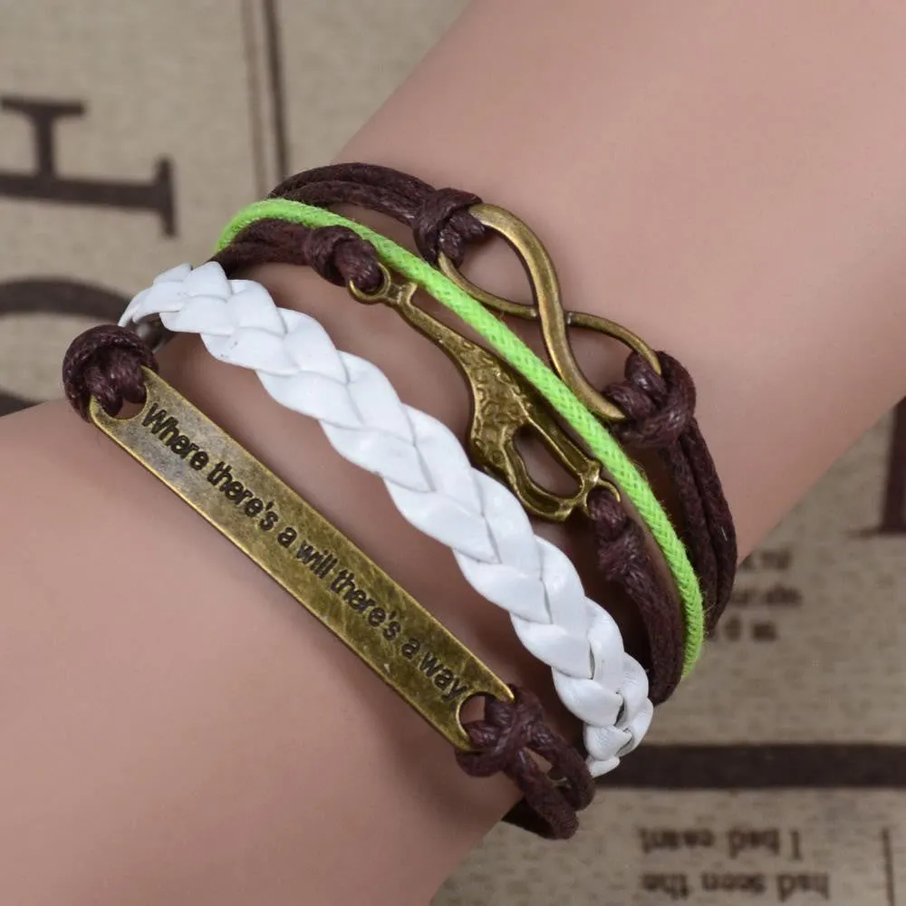 New Leather Charm Bracelet Braid Multilayer Bracelet Infinity Anchor Rudder Bracelet Europe Life Tree Bracelets Bangle