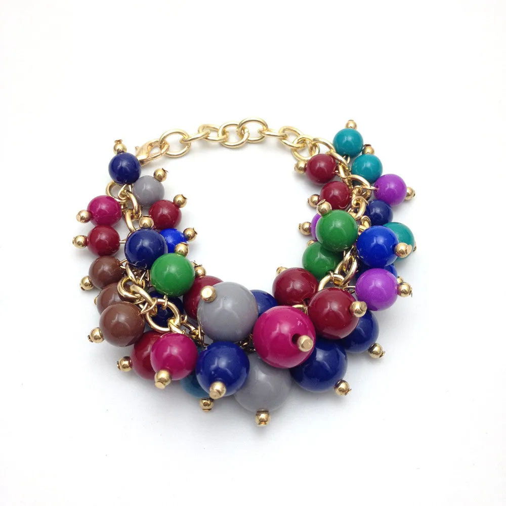 Newest fashion candy color chain bracelet multilayer pearl charm bracelet women bracelet bangle jewelry